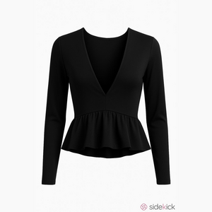 Ragdoll Black Cropped Ruffled Waist Top Small